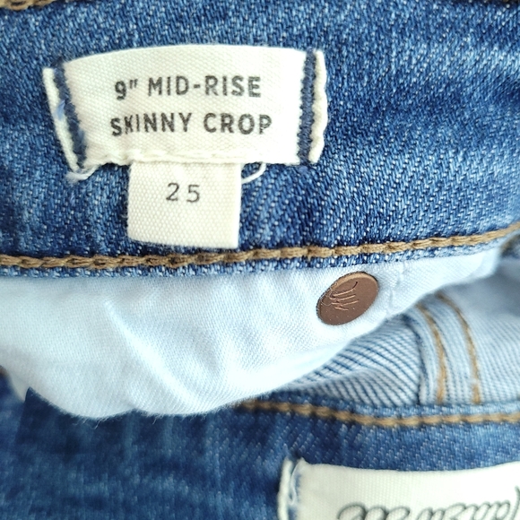 MADEWELL Women's 9" Mid  Rise Skinny Crop Button Fly Jeans Size 25 - Picture 3 of 16
